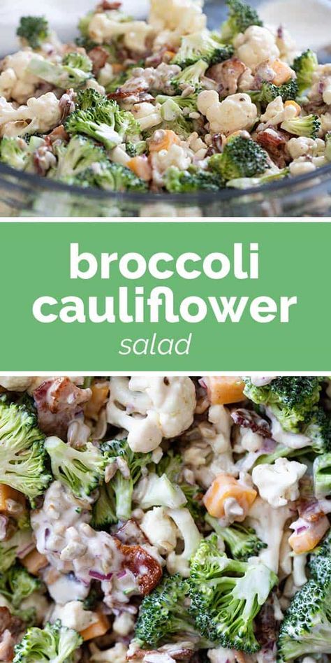 Broc Cauliflower Salad, Brocolli Cauliflower Salad, Brocoli And Cauliflower Salad, Keto Broccoli Salad, Broccoli Cauliflower Salad, Salad Keto, Healthy Broccoli, Broccoli And Cauliflower, Raw Broccoli