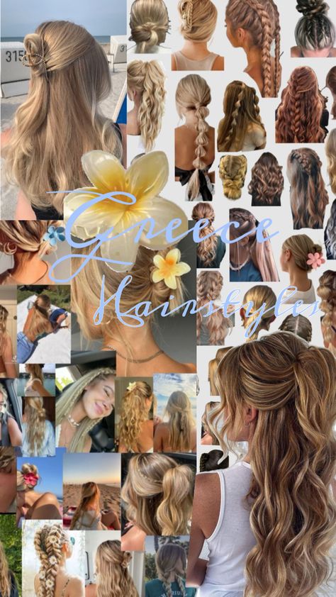 Here you can see cute and beautiful Hairstyles you have to try in the Sommer, especially when you go to GREECE 🇬🇷! Greece Hairstyles, Greece Mamma Mia, Vacation Hairstyles, Greece Vacation, Beautiful Hairstyles, Mama Mia, Greece Travel, Beautiful Hair, Greece