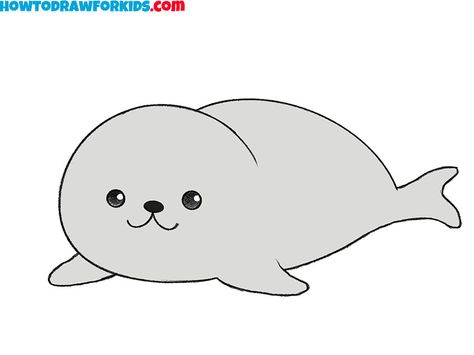 How to Draw a Seal - Easy Drawing Tutorial For Kids Seal Cartoon Drawing, Seal Line Drawing, Easy Seal Drawing, How To Draw A Seal, Baby Seal Drawing, Seal Doodle, Seal Outline, Cute Seal Drawing, Seal Pictures