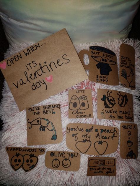 Open When Valentines Day, Open When It’s Valentines Day, Cute Things To Put In A Box For Your Boyfriend, Open When Its Valentines Day Letter, Open When Its Valentines Day, Diy Relationship Gifts, Open When Letters For Boyfriend, Corny Pick Up Lines, Open When Letters