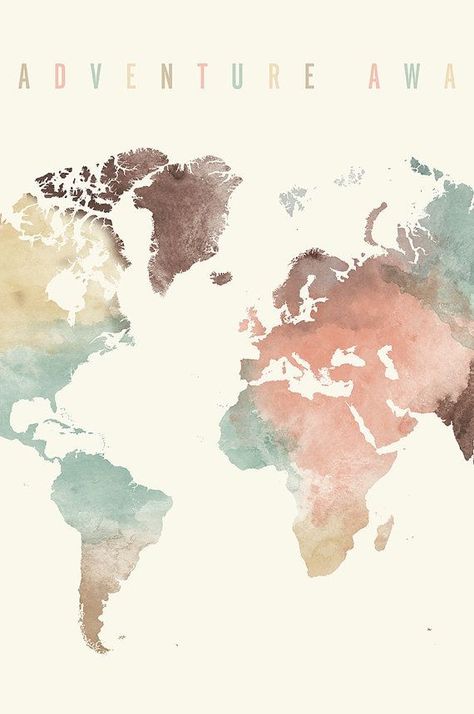 Wallpaper Travel, Pastel Home, Watercolor Typography, Map Watercolor, Detailed World Map, Pastel Home Decor, Map World, Map Artwork, World Map Poster