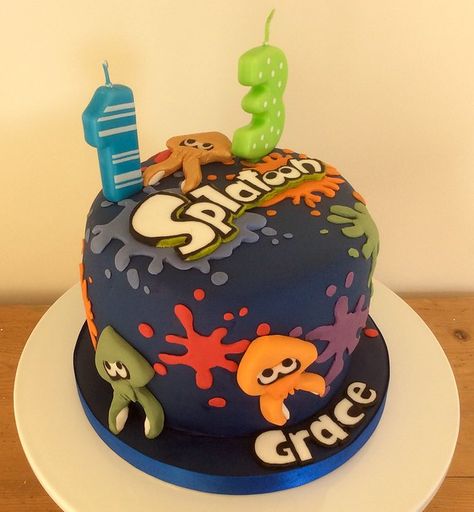 Splatoon Cake, Splatoon Birthday, Lightning Mcqueen Birthday Cake, Sprinkled With Love, Lego Birthday Cake, 8th Birthday Cake, Glow Birthday Party, Novelty Birthday Cakes, Star Wars Cake