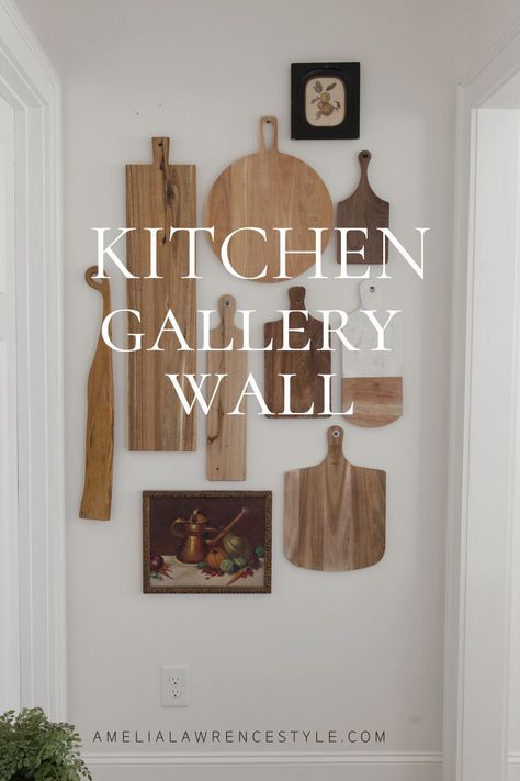 Kitchen Wall Design Ideas Decor, Hang Charcuterie Board On Wall, Charcuterie Board Wall Decor, Decorative Kitchen Wall Ideas, Creative Kitchen Wall Ideas, Practical Kitchen Decor, Galley Kitchen Wall Decor, Hanging Boards Ideas, Charcuterie Board Hanging On Wall