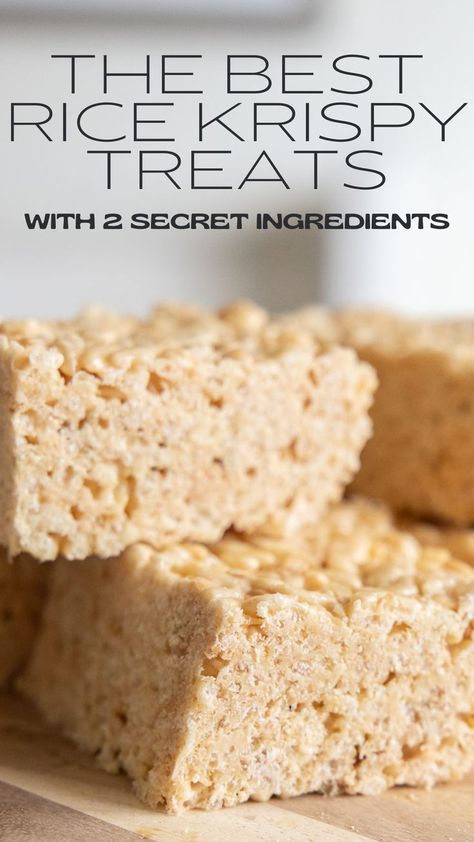 These are the ultimate rice crispy treats! With a couple ingredients you wouldn't think of, they make regular rice krispy treats more delectable and elevate a simple treat! Best Rice Crispy Treats Recipe, Rice Krispie Treats Cereal, Fun Rice Krispie Treats, Rice Crispy Squares, Crispy Treats Recipe, Rice Crispy Treats Recipe, The Best Rice, Best Rice, Krispie Treats Recipe