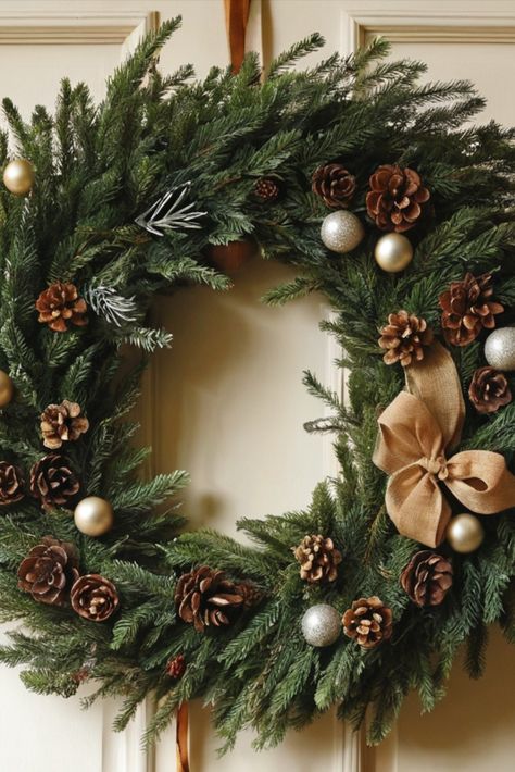 Create stunning wreaths using pinecones, berries, and evergreen branches. Learn how to craft a welcoming door decoration that celebrates nature's winter charm. Rustic Wreaths Christmas, Wreaths For Christmas Diy, Evergreen Wreaths, Wreaths For Christmas, Outdoor Christmas Wreaths, Rustic Wreaths, Evergreen Wreath, Fun Christmas Decorations, Wreaths Christmas