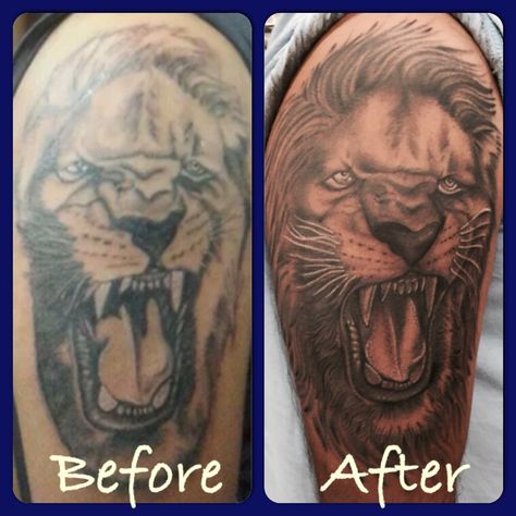 Fix up tattoo #tattoosbykj Tattoo Fixes, Skin Needling, Up Tattoo, Bad Tattoos, Old Tattoos, Cover Up Tattoo, Up Tattoos, Cover Up Tattoos, Lion Tattoo