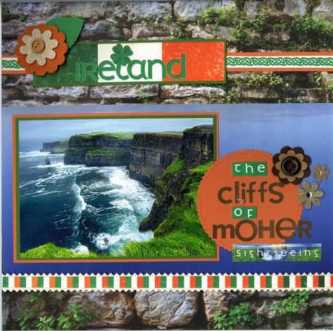 Ireland Scrapbook Ideas, Ireland Scrapbook Layouts, Travel Scrapbooking Ideas, Ireland Scrapbook, Scrapbooking Vacation, Scrapbook Memories, Beautiful Ireland, Scrapbooking Layouts Travel, Cruise Scrapbook