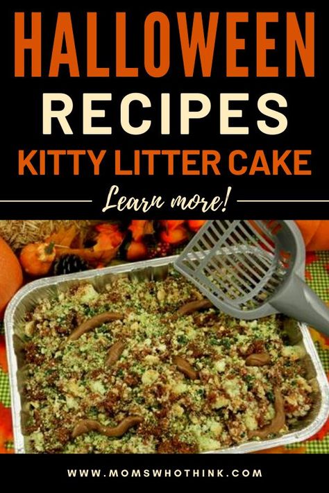 Our Halloween treats are a perfect addition to a ghoulish party. Be sure to check our Kitty Litter Cake Recipe for a spooky Halloween dessert. | Moms Who Think Halloween Kitty Litter Dessert, Kitty Litter Cake Halloween, Cat Litter Dessert, Litter Box Cake Recipe, Kitty Litter Cake Recipe, Kitty Litter Dessert, Kitty Liter Cake, Cat Litter Box Cake, Cat Litter Cake