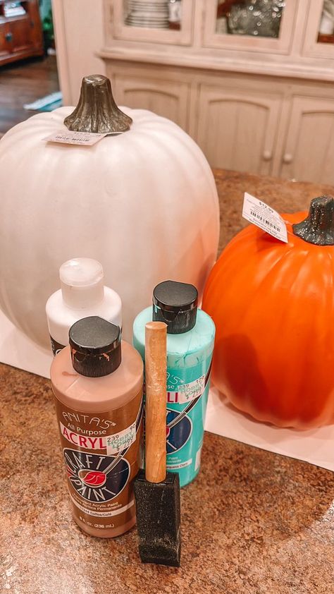 How To Paint Artificial Pumpkins - Shaw Avenue Painting Artificial Pumpkins, Painting Faux Pumpkins Ideas, Painting Fake Pumpkins Ideas, Painting Foam Pumpkins, Painting Fake Pumpkins, How To Paint Plastic Pumpkins, Paint Fake Pumpkins, Plastic Pumpkins Makeover, Acrylic Paint On Plastic