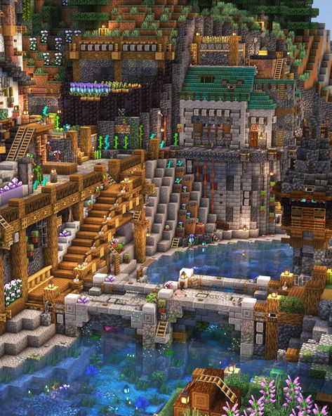 Minecraft Id, Minecraft Castle Designs, Minecraft Kingdom, Minecraft Steampunk, Minecraft Tutorials, Minecraft Mansion, Minecraft Structures, Minecraft Interior Design, Bangunan Minecraft