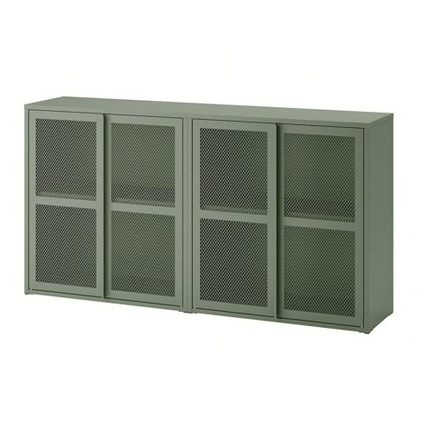 IVAR cabinet with doors, grey-green mesh, 160x30x83 cm (63x113/4x325/8") - IKEA Ivar Storage, Ikea Sweden, Ivar Cabinet, Ivar Regal, Ikea Ivar Cabinet, Outdoor Storage Units, Ikea Ivar, Cabinet With Doors, Kids Flooring