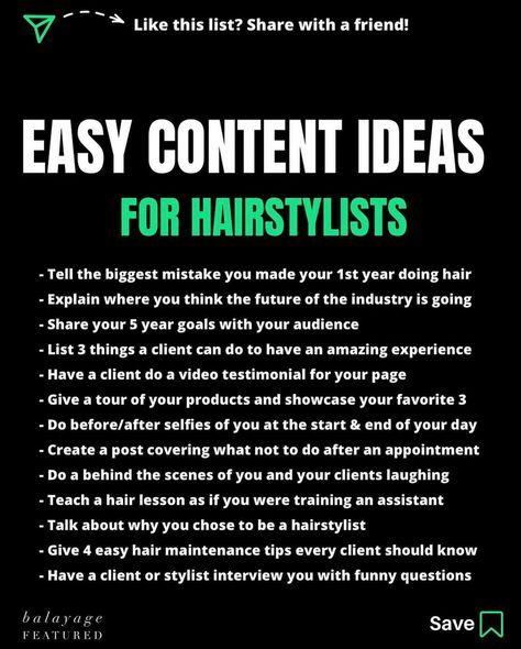 Hair Business Ideas Social Media, Promoting Hair Business, Braider Content Ideas, Tips For Hairstylists, Hair Extension Social Media Posts, Hair Stylist Content Calendar, Hairstylist Posts For Instagram, Haircare Content Ideas, Barber Content Ideas