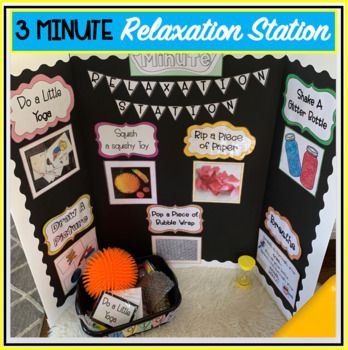 Relaxation Station Classroom, Teacher Relaxation Room, Calm Down Corner Kindergarten, Classroom Positivity, Self Soothing Techniques, Cool Down Corner, Mindful Classroom, Science Fair Board, Self Soothing