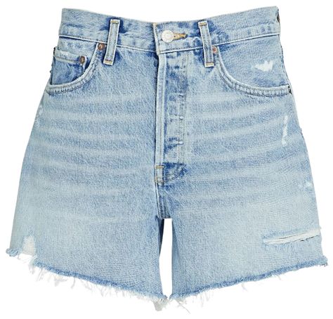 Long Denim Shorts, Outfit Inspo Spring, Random Clothes, Artsy Outfit, Destroyed Denim, Distressed Denim Shorts, Cut Off Shorts, White Denim, Denim Shop