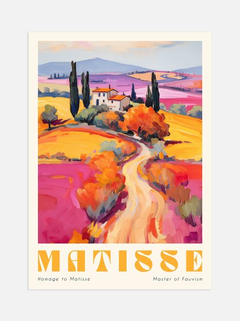 Mattise Inspired Art, Colourful Landscape Paintings, Matisse Artwork, Matisse Landscape, Italian Prints, Digital Art Inspiration, Italian Artwork, Colourful Paintings, Matisse Art Print