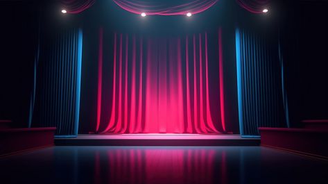 Spotlight Stage Drama In 3d A Shines On Theater With Stunning Red And Blue Curtains#pikbest#Backgrounds#Others Red And Blue Curtains, Drama Background, Opera Concert, Opera Stage, Theater Spotlight, Stage Spotlights, Drama Stage, Theatre Curtains, Theatre Inspiration