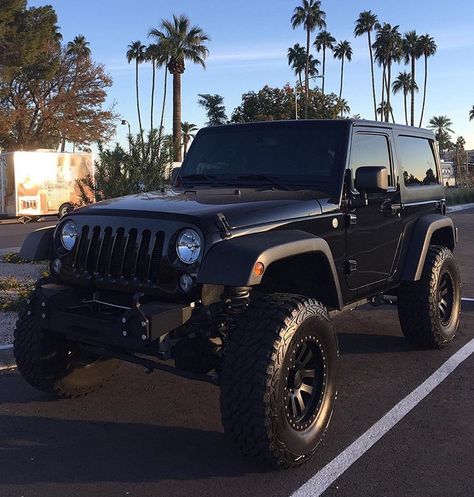 2 DOOR BLACK JEEP JK All Black Jeep, Truck Lifted, 2 Door Jeep, Jeep Unlimited, Black Jeep Wrangler, Jeep Sahara, Lifted Jeep Wrangler, Custom Jeep Wrangler, Cars Jeep