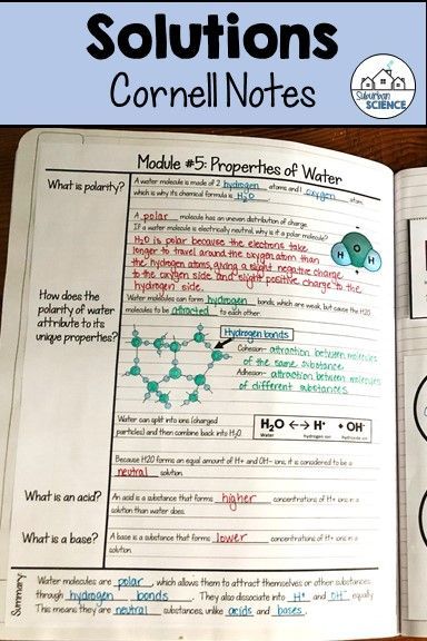 Cornell Notes Chemistry, Cornell Method Notes, Cornell Notes Example, Ela Bell Ringers, Note Examples, Cornell Method, Teacher Reflection, Properties Of Water, Acids And Bases