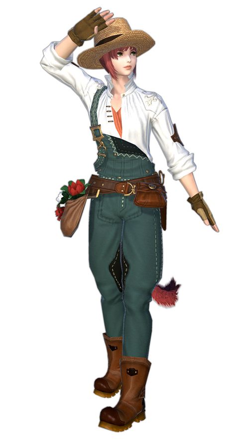 Botanist Render from Final Fantasy XIV: Shadowbringers #art #artwork #gaming #videogames #gamer #gameart #finalfantasy Gardener Outfit, Wolf People, Different Races, Girls With Red Hair, Wise Women, Minecraft Skin, Cat People, Final Fantasy Xiv, Character Designs