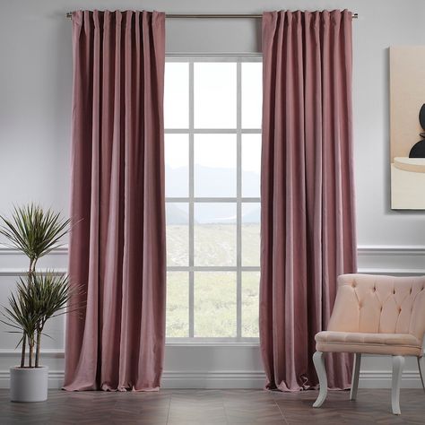 Rose Pink Solid Color Curtains Home Decorative Set of 2 Panels | Etsy Color Curtains, Velvet Room, Decorative Set, Sheer Curtain Panels, Curtain Sizes, Curtains Home, Decor Pillows, Darkening Curtains, Home Curtains