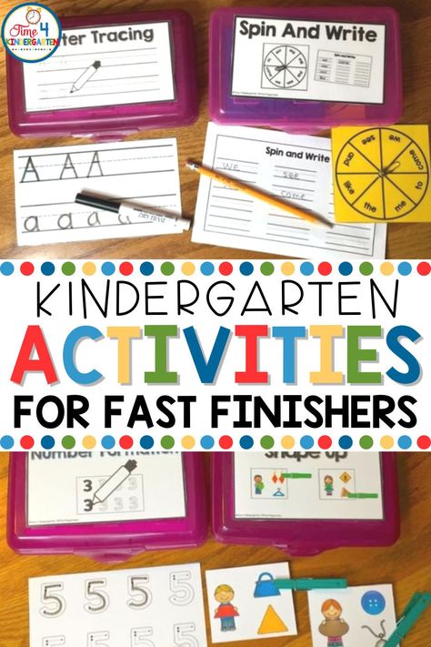 Need some kindergarten activities for fast finishers? You know, those students who finish their work early, and faster than most other students. These fun kindergarten work bins are the perfect solution! Kindergarten Early Finisher Bins, Kindergarten Early Finishers, Kindergarten Early Finishers Activities, Early Finishers Kindergarten, Kindergarten Classrooms, Kindergarten Classroom Management, Work Bins, Classroom Management Elementary, Kindergarten Math Games