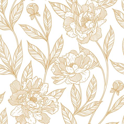 Golden peony on Behance Elephant Pillow Pattern, Vector Prints, Peonies Illustration, Print Development, Body Background, Peony Illustration, Peony Leaves, Fashion Adobe Illustrator, Peony Pattern