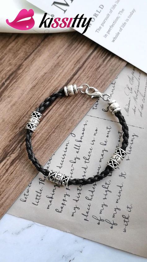 DIY Cord Bracelet | Tibetan Style Bracelet | Cord Bracelet with Tibetan Style Beads | Beaded jewelry diy, Leather jewelry diy, Beaded bracelets diy Cord Bracelet Diy, Braided Bracelet Diy, Bracelet Cord, Diy Leather Bracelet, Leather Jewelry Diy, Diy Beaded Bracelets, Cord Jewelry, Diy Bracelets Easy, Diy Bracelet Designs