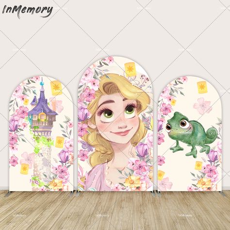 Flower Tangled Rapunzel Arch Backdrop Cover Princess Happy Birthday Party Photo Backgrounds Chiara Princess Happy Birthday, Background Disney, Princess Birthday Decorations, Rapunzel Princess, Tangled Birthday Party, Tangled Birthday, Disney Princess Birthday, Arch Backdrop, Princess Rapunzel