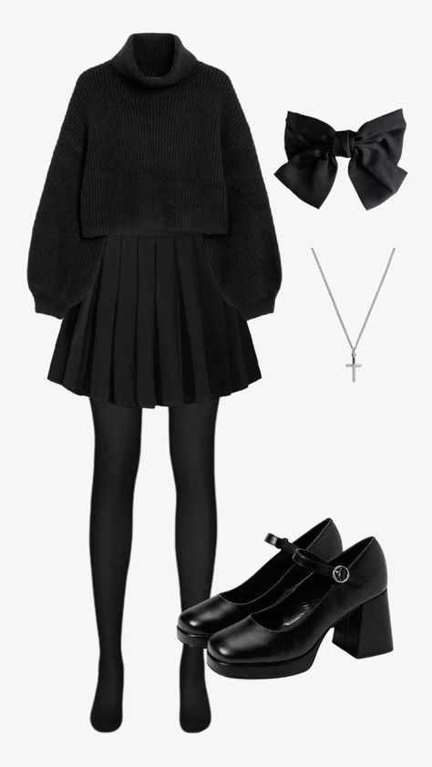 Black And White Academia Outfits, Girly Black Outfits, Dark Preppy Outfits, Black Coquette Outfit, Prep Goth, Luxury Photography, Classy Fashion, Mode Ootd, Mein Style