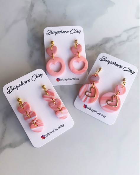 Polymer Clay Jewelry Valentines, Valentine's Day Polymer Clay Ideas, Valentines Day Jewelry Diy, Polymer Clay Heart Earrings, Valentines Day Polymer Clay Earrings, Polymer Clay Earrings Valentines, Valentine’s Day Jewelry, Valentine’s Day Earrings, Polymer Clay Valentine Earrings