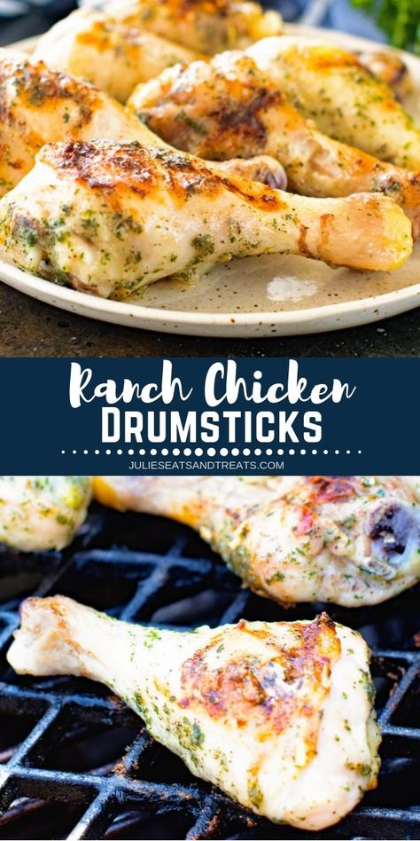 Ranch Chicken Drumsticks, Grilled Ranch Chicken, Chicken Drumstick Recipes Oven, Drumstick Recipes Oven, Ranch Seasoning Recipes, Grilled Chicken Drumsticks, Bbq Chicken Drumsticks, Grilled Chicken Legs, Party Chicken