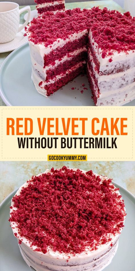 Dive into the world of flavor and texture with our Red Velvet Cake Without Buttermilk. Soft, tangy, and creamy perfection in every bite. Ideal for dessert lovers yearning for something special. Red Velvet Desserts, Red Velvet Recipes, Cake Recepies, Red Velvet Cake Recipe, Velvet Cake Recipes, Buttermilk Recipes, Decadent Cakes, Cake With Cream Cheese, Great Desserts