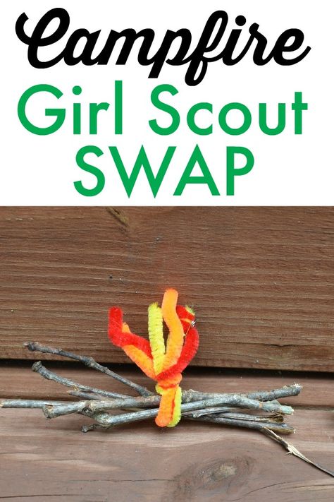 campfire-girl-scout-swap Camp Activity Ideas, Girl Scout Camping Activities, Scout Camping Activities, Camp Swaps, Swaps Ideas, Girl Scout Daisy Activities, Girl Scout Camp, Girl Scout Meeting Ideas, Beaver Scouts