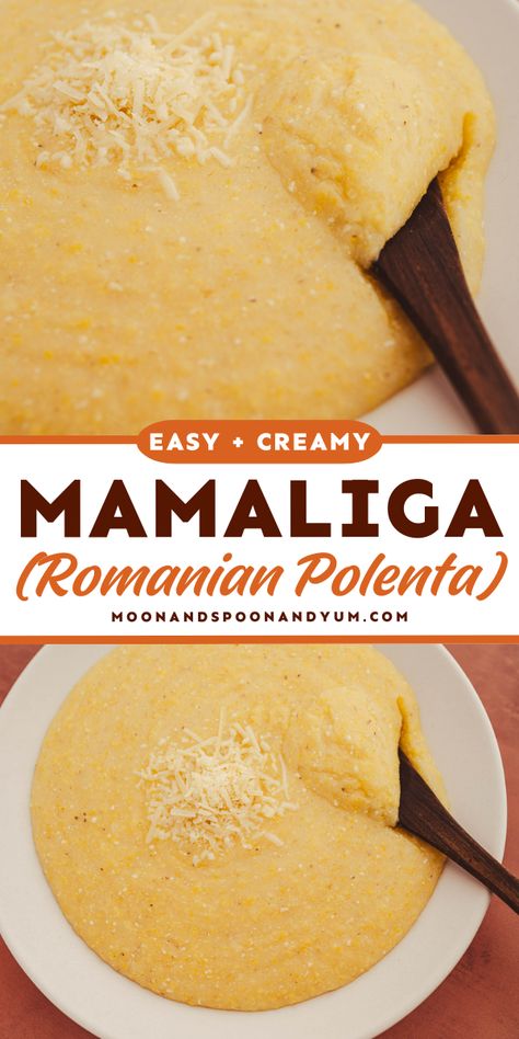 Whip up a delightfully easy and creamy mamaliga recipe today! With just a handful of ingredients, you’ll get to taste Eastern European tradition in the comfort of your home. Packed with flavor and texture, Romanian mămăligă will make a lovely addition to your weeknight dinner rotation. Mici Romanian Food, Romanian Recipes In English, Mamaliga Recipe, Romanian Polenta, Polenta Dinner Recipes, Romanian Food Traditional, Romanian Dishes, European Meals, Slavic Recipes