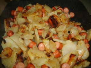 Potatoes and Hot Dogs Recipe | Mom's Secret Recipe Hot Dogs And Potatoes Recipe, Frugal Dinners, Hot Dog Casserole, Hot Dogs Recipes, Hot Dog Recipes, Dinner Bell, Dog Recipes, Secret Recipe, Recipe For Mom