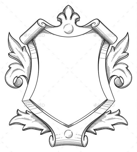 Baroque Shield Drawing - Vector EPS. Download: https://graphicriver.net/item/baroque-shield-drawing/21688679?ref=ksioks Decorative Design Drawing, Filigree Outline, Shield Outline, Baroque Drawing, Shield Illustration, Shield Drawing, Insignia Design, Rococo Decor, Designer Drawing