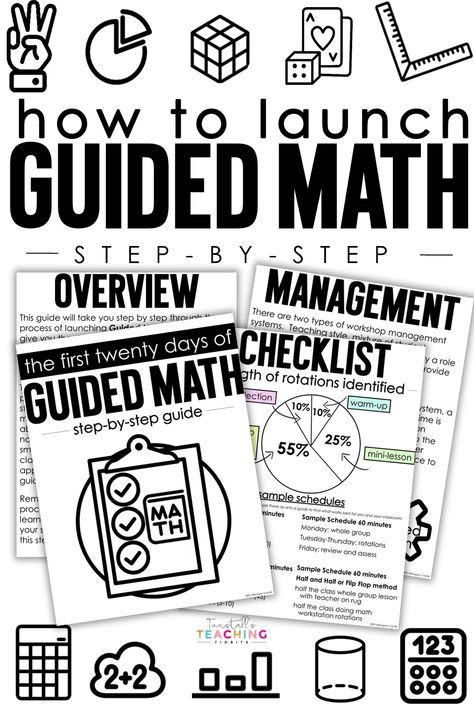 This free guide will take you step-by-step through the process of How to launch Guided Math. It is meant to give you the structure and routine to try out a new math format in your classroom. This method for math instruction can be modified to fit your own personality, students, and style! Math Rotations 2nd, Math Template, Small Group Math, Math Lab, Math Rotations, Room 2023, Math Intervention, Teaching Lessons, Math Instruction