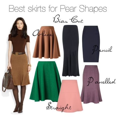 "Best Skirts For Pear Shapes" by elsasima on Polyvore Pear Body Shape Fashion, Pear Fashion, Pear Shaped Fashion, Pear Body Shape Outfits, Pear Shape Fashion, Pear Shaped Dresses, Pear Shaped Outfits, Pear Shapes, Pear Shaped Women