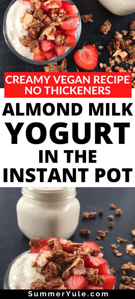 Dairy Free Yogurt Instant Pot, Almond Milk Yogurt Instant Pot, Almond Milk Yogurt Recipe, Dairy Free Yogurt Recipe, Vegan Yogurt Recipe, Instant Pot Yogurt Recipe, Vegan Greek Yogurt, Homemade Yogurt Recipes, Vegan Instant Pot