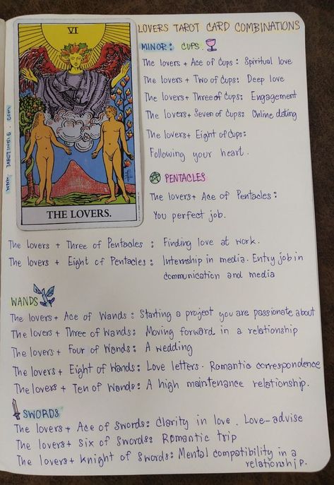 Tarot: Exploring Spreads and Meanings Tarot Card Combo Meanings, Tarot Cards Interpretation, All Tarot Card Meanings, The Lovers Aesthetic Tarot, Tarot Combinations Meanings, The Emporer Tarot Cards Meaning, Tarot Art Aesthetic, Tarot Reading Aesthetic, The Lovers Tarot Meaning