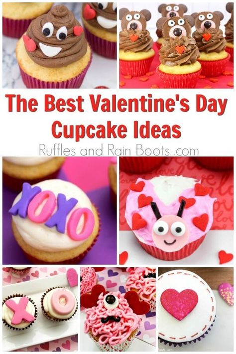 We're sharing our favorite Valentine's Day cupcake recipes and cupcake decorating ideas for the sweetest holiday. Join us for some easy cupcake ideas for kids, adults, and parties! #valentinesday #cupcakedecorating #cupcakerecipe #rufflesandrainboots via @momtoelise Valentines Cupcake Ideas For Kids, Valentine’s Day Cupcake Ideas For Kids, Kids Valentines Cupcakes, Valentines Dessert Ideas Cupcakes, Valentines Day Cupcakes For Kids, Valentine’s Day Cupcakes For Kids, Valentine Cupcakes For Kids, Valentine Cupcakes Ideas, Valentine Cupcake Decorating Ideas