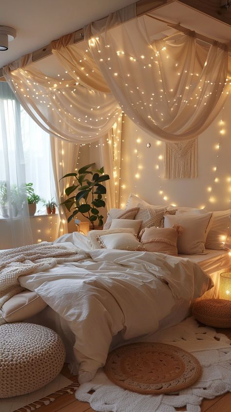 Dream Bedroom Inspiration, Stil Boho, Bedroom Decor Cozy, Cute Bedroom Decor, Cozy Room Decor, Bedroom Refresh, Dream Room Inspiration, Room Makeover Bedroom, Room Makeover Inspiration