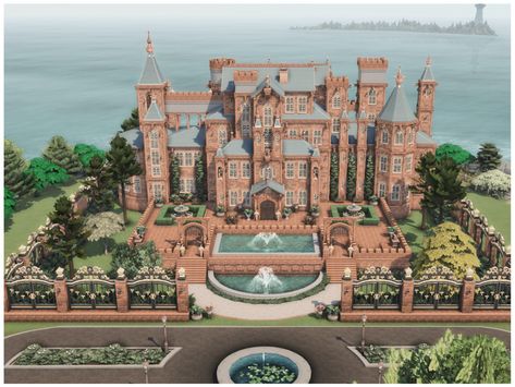 The Sims Resource - MM Bronze Palace Sims 4 Castle Layout Floor Plans, Sims Castle Layout, Sims 4 Royal Castle, Glimmerbrook Sims 4, Sims 4 Royal Palace, Sims 4 Cc Castle, Sims 4 Castle Build, Sims Palace, Building Cc Sims 4