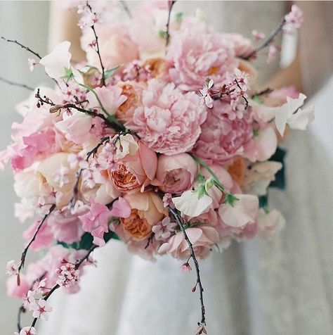 Cherry blossom bouquet Cherry Blossom Wedding Bouquet, Cherry Blossom Bouquet, Cherry Blossom Wedding Theme, Sakura Wedding, Blossom Bouquet, Bouquets Ideas, Cherry Blossom Theme, Bridal Bouquet Pink, Cherry Blossom Wedding