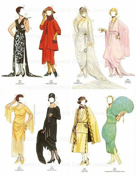 Fashion Paper Dolls, Flapper 1920s, Dolls Printable, 1920s Fashion Women, Marlene Hose, Patron Vintage, Dolls Art, Mode Retro, Paper Doll Dress