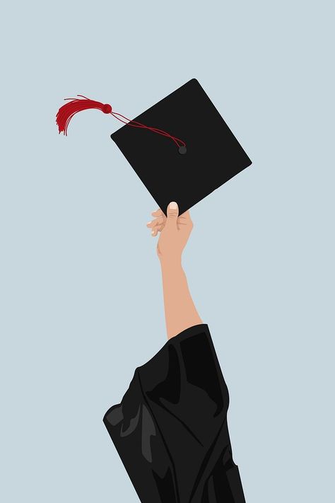 Graduation cap, aesthetic illustration vector | premium image by rawpixel.com Graduation Pictures Backgrounds, Graduation Vector Illustrations, Graduation Cap Wallpaper, Graduation Wallpaper Aesthetic, Graduation Cap Aesthetic, Aesthetic Graduation Cap Designs, College Aesthetic Wallpaper, Graduation Cap Illustration, Graduation Painting