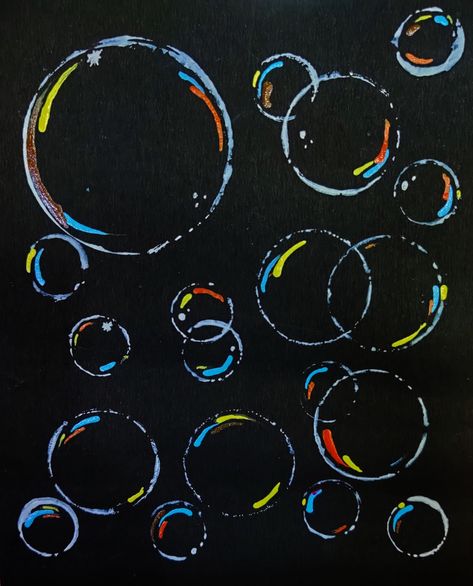 Soap Bubbles Painting, Soap Bubbles Drawing, Bubbles Drawing Easy, How To Paint Bubbles, Blowing Bubbles Drawing, Kindergarten Charts, Bubble Doodles, Painted Bubbles, Bubble Doodle