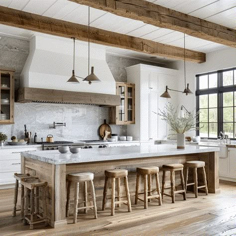 30 Charming Farmhouse Hood Ideas for Your Dream Kitchen Reclaimed Wood Range Hood, Modern Craftsman Interior Kitchen, Retirement Barndominium, Timber Aesthetic, Luxury Farmhouse Interior, Kitchen Island Hood, Italian Farmhouse Kitchen, Mountain Modern Kitchen, Modern Craftsman Interior