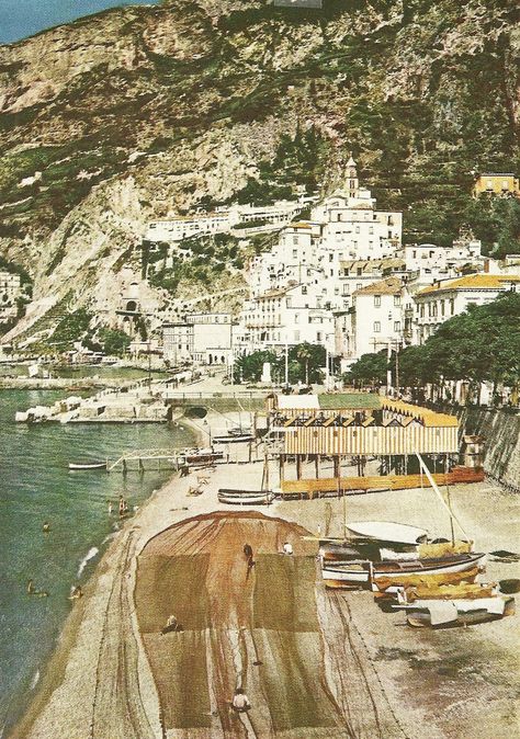 Amalfi, Italy on the Mediterranean National Geographic | March 1940 1940s Italy, Italy Old Photos, Retro National Geographic, Italy Postcard Vintage, Vintage National Geographic, Vintage National Geographic Magazines, Amalfi Italy, England National, Buddhist Shrine