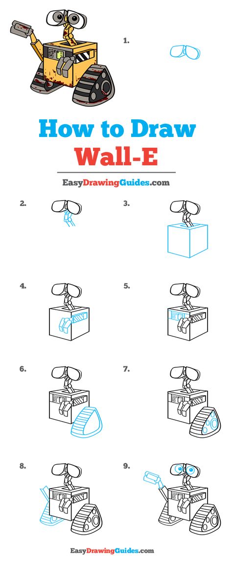 WALL-E Drawing Lesson. Free Online Drawing Tutorial for Kids. Get the Free Printable Step by Step Drawing Instructions on https://easydrawingguides.com/how-to-draw-wall-e/ . #WALLE #LearnToDraw #ArtProject How To Draw Wall-e Step By Step, Wall-e And Eva, Wall E And Eve Drawing, Wall-e Drawings, Wall-e Painting, Walle Drawings, Wall E Drawing, Wall E Y Eva, Wall E Art